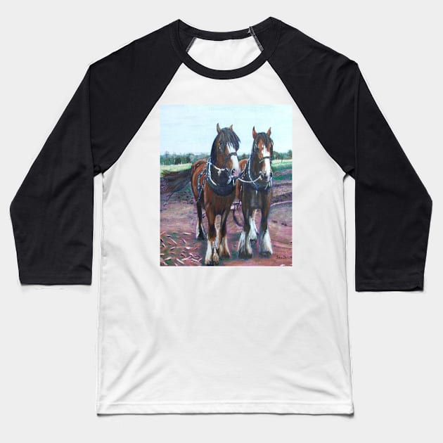 'Ploughing Team' Baseball T-Shirt by Jaana Day